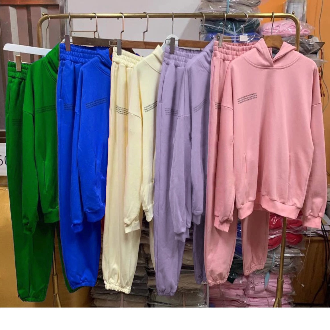 Solid Cotton Hooded Sweatshirts Hoodies Track Pants Joggers Women Tracksuits Two Piece Sets Sweatpants Sweatsuits Spring Female-Dollar Bargains Online Shopping Australia