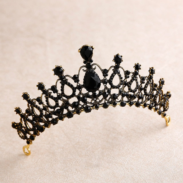 bride retro black crystal crown queen tiara brides wedding jewelry hair accessories-Dollar Bargains Online Shopping Australia