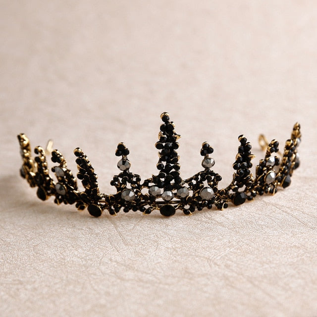 bride retro black crystal crown queen tiara brides wedding jewelry hair accessories-Dollar Bargains Online Shopping Australia