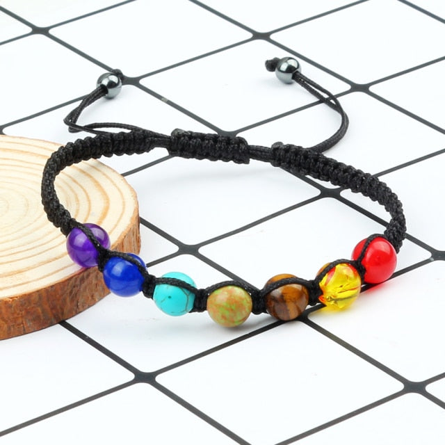 7 Chakra Healing Beaded Bracelet Reiki Prayer Balance Beads Bracelet Handmade Braided Bangles For Women Men Adjustable Jewelry-Dollar Bargains Online Shopping Australia