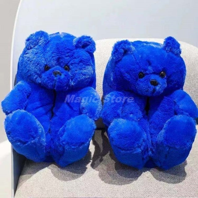 Teddy Bear women plush slippers Cartoon Cute Bear House Slipper Furry Faux Fur-Dollar Bargains Online Shopping Australia