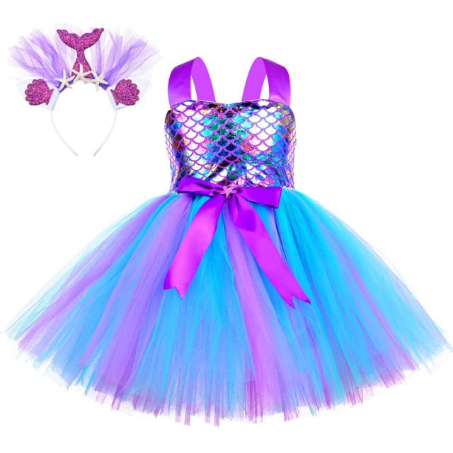 Girls Mermaid Dress Kids Birthday Party Dresses Little Mermaid Princess Costumes for Halloween Christmas Dress Up Clothes Outfit-Dollar Bargains Online Shopping Australia