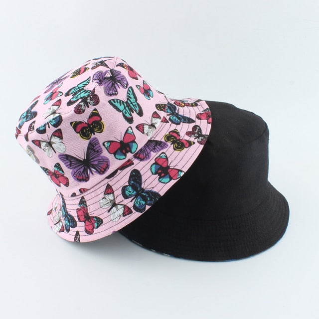 Korean Pink Cow Print Bucket Hat Women Reversible Fishing Cap Bob Chapeau Autumn Summer-Dollar Bargains Online Shopping Australia
