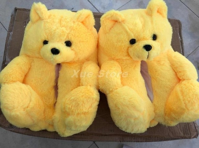 Teddy Bear women christmas plush slippers Cartoon Cute Bear House Slipper Furry Faux Fur Slides Woman Furry-Dollar Bargains Online Shopping Australia