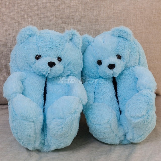 Teddy Bear women christmas plush slippers Cartoon Bear House Slipper Furry Faux Fur Slides Woman Furry Flip Flop Shoes-Dollar Bargains Online Shopping Australia