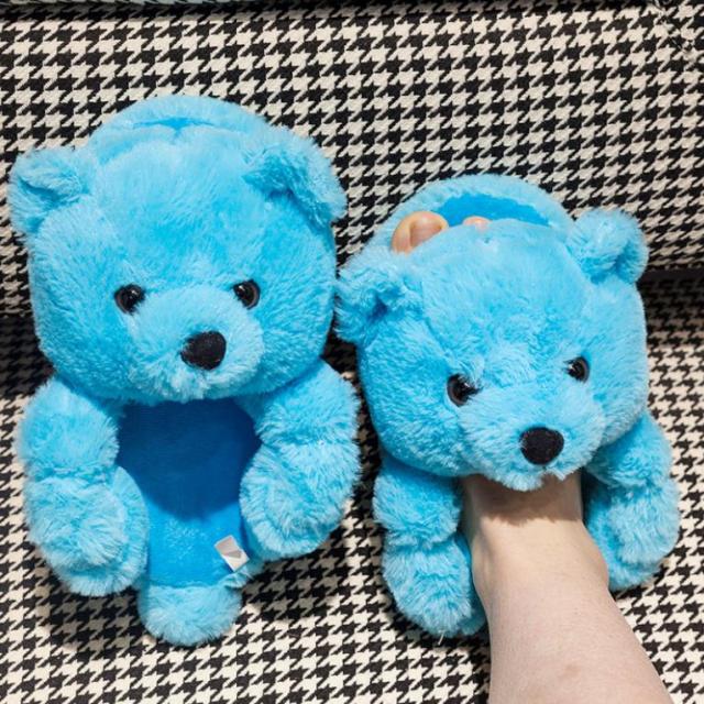 Teddy Bear women christmas plush slippers Cartoon Cute Bear House Slipper Furry Faux Fur Slides Woman Furry Flip Flop Shoes-Dollar Bargains Online Shopping Australia