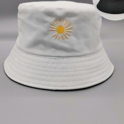 Double-side Unisex Harajuku Bucket Hat Fishing Outdoor Cap women Bucket fishing Hats Sunscreen Daisy embroidery fisherman hat-Dollar Bargains Online Shopping Australia