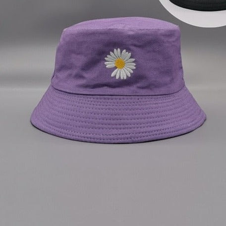 Double-side Unisex Harajuku Bucket Hat Fishing Outdoor Cap women Bucket fishing Hats Sunscreen Daisy embroidery fisherman hat-Dollar Bargains Online Shopping Australia