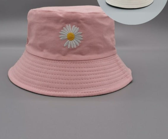 Double-side Unisex Harajuku Bucket Hat Fishing Outdoor Cap women Bucket fishing Hats Sunscreen Daisy embroidery fisherman hat-Dollar Bargains Online Shopping Australia