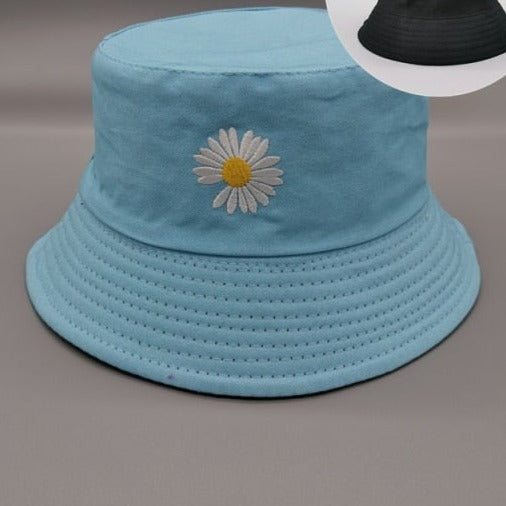 Double-side Unisex Harajuku Bucket Hat Fishing Outdoor Cap women Bucket fishing Hats Sunscreen Daisy embroidery fisherman hat-Dollar Bargains Online Shopping Australia