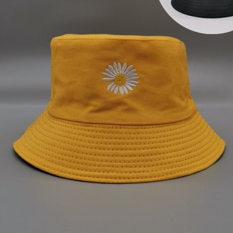 Double-side Unisex Harajuku Bucket Hat Fishing Outdoor Cap women Bucket fishing Hats Sunscreen Daisy embroidery fisherman hat-Dollar Bargains Online Shopping Australia