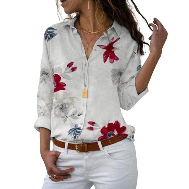 Long Sleeve Women Blouses Plus Size Turn-down Collar Blouse Shirt Casual Tops Elegant Work Wear Chiffon Shirts 5XL-Dollar Bargains Online Shopping Australia