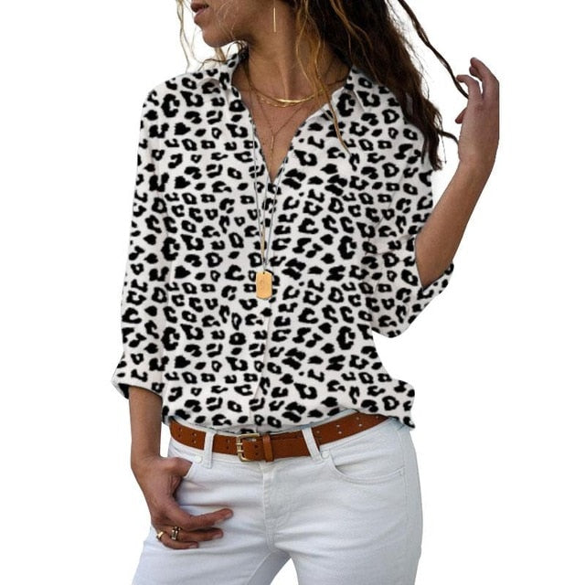 Long Sleeve Women Blouses Plus Size Turn-down Collar Blouse Shirt Casual Tops Elegant Work Wear Chiffon Shirts 5XL-Dollar Bargains Online Shopping Australia