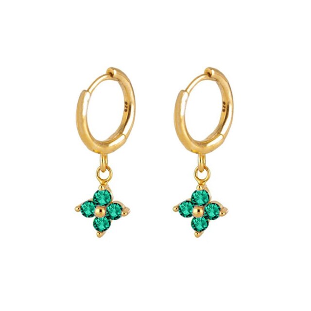 925 Sterling Silver Green Rhinestone Series Hoop Earrings For Women Girls Zircon Heart Pendant Charm Circle Earring Jewelry-Dollar Bargains Online Shopping Australia
