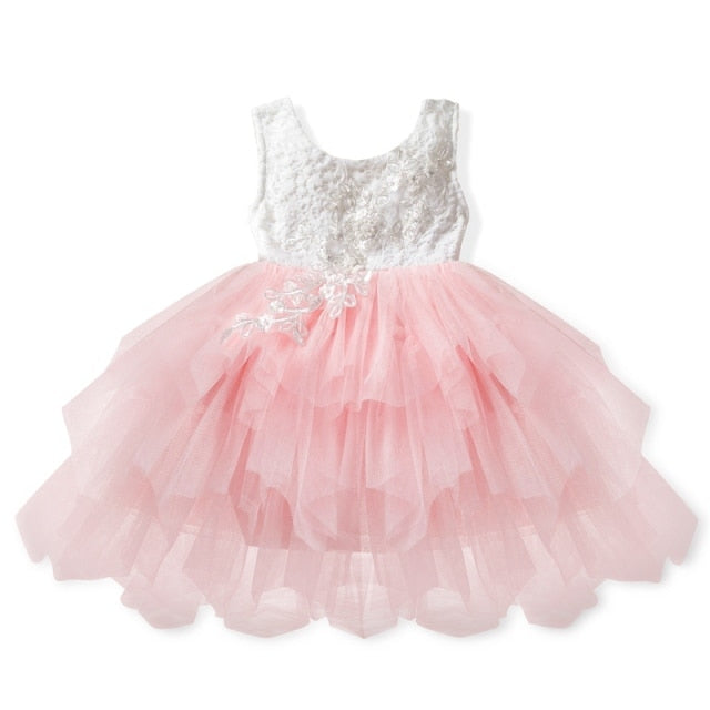 Lace Little Princess Dresses Summer Solid Sleeveless Tulle Tutu Dresses For Girls-Dollar Bargains Online Shopping Australia