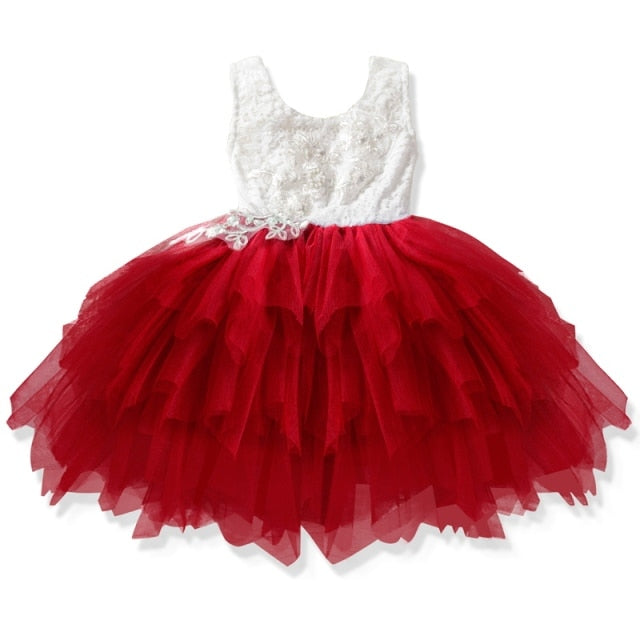 Lace Little Princess Dresses Summer Solid Sleeveless Tulle Tutu Dresses For Girls-Dollar Bargains Online Shopping Australia