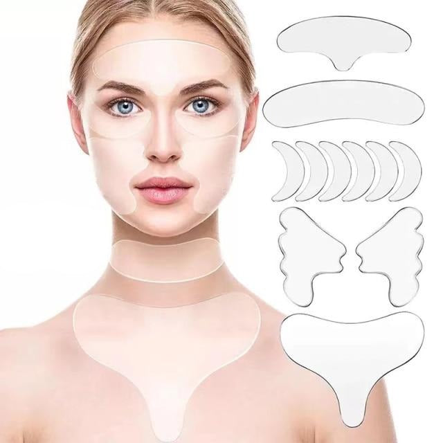 11 PCS Reusable Silicone Anti-wrinkle Face Forehead Sticker Cheek Chin Sticker Facial Patches Wrinkle Remover Strips Face Care-Dollar Bargains Online Shopping Australia