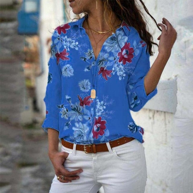 Long Sleeve Women Blouses Plus Size Turn-down Collar Blouse Shirt Casual Tops Elegant Work Wear Chiffon Shirts 5XL-Dollar Bargains Online Shopping Australia