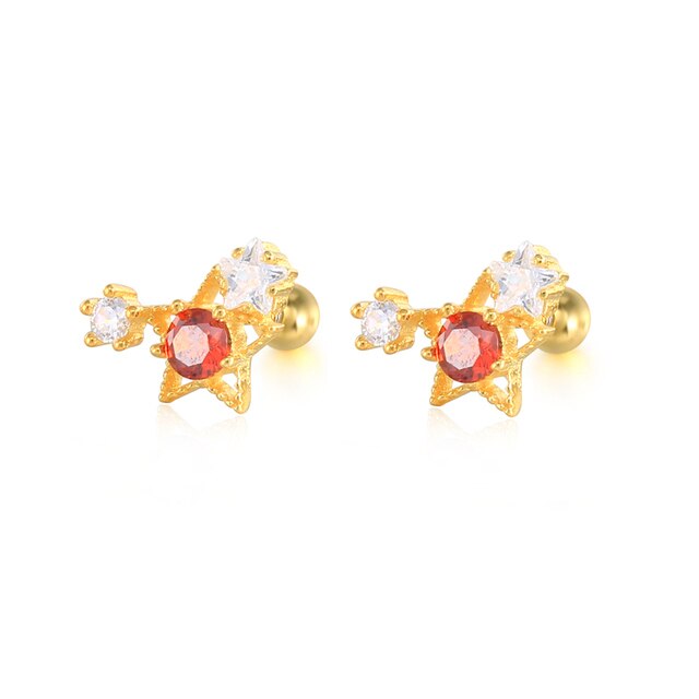925 Sterling Silver Rose Red Crystal Series Stud Earrings For Women Cubic Zirconia Jeweled Butterfly Flower Ear Stud Gift-Dollar Bargains Online Shopping Australia