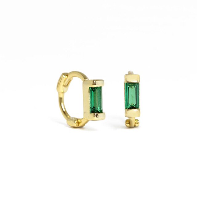 925 Sterling Silver Green Rhinestone Series Hoop Earrings For Women Girls Zircon Heart Pendant Charm Circle Earring Jewelry-Dollar Bargains Online Shopping Australia