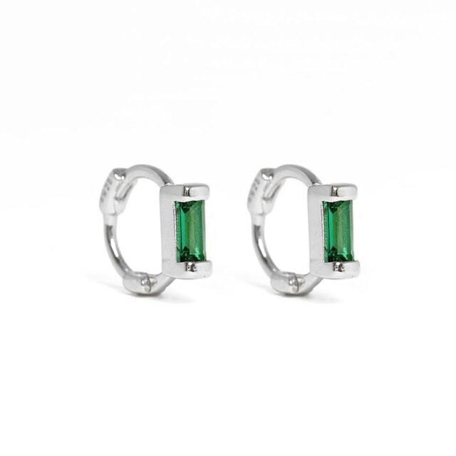 925 Sterling Silver Green Rhinestone Series Hoop Earrings For Women Girls Zircon Heart Pendant Charm Circle Earring Jewelry-Dollar Bargains Online Shopping Australia