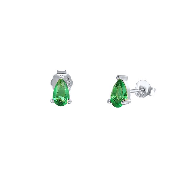 925 Sterling Silver Green Rhinestone Series Hoop Earrings For Women Girls Zircon Heart Pendant Charm Circle Earring Jewelry-Dollar Bargains Online Shopping Australia