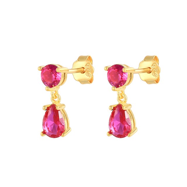 925 Sterling Silver Rose Red Crystal Series Stud Earrings For Women Cubic Zirconia Jeweled Butterfly Flower Ear Stud Gift-Dollar Bargains Online Shopping Australia