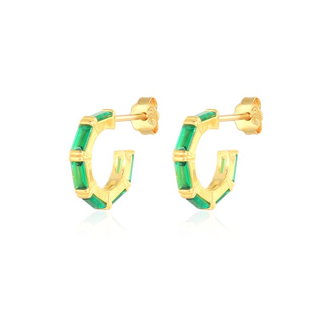 925 Sterling Silver Green Rhinestone Series Hoop Earrings For Women Girls Zircon Heart Pendant Charm Circle Earring Jewelry-Dollar Bargains Online Shopping Australia