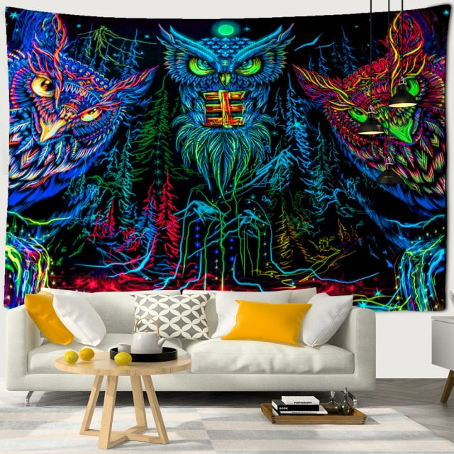 Colorful Psychedelic Owl Tapestry Wall Hanging Bohemian Hippie Art Science Fiction TAPIZ Witchcraft Room Home Decor-Dollar Bargains Online Shopping Australia
