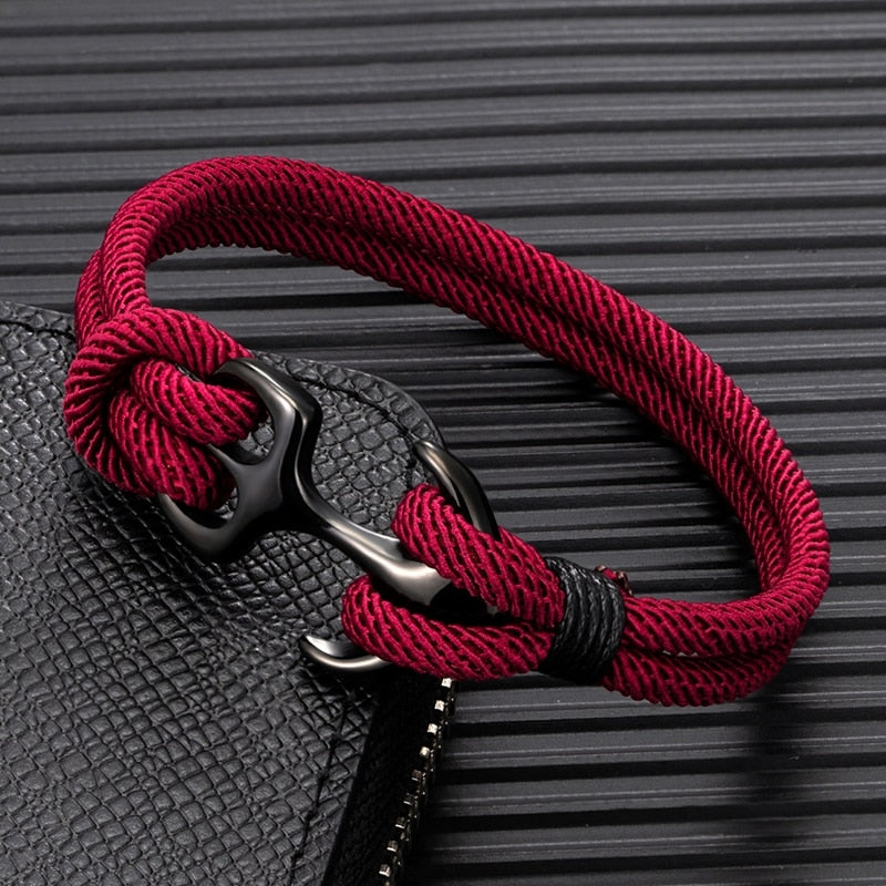 Anchor Bracelets Men Double strand Nautical Survival Rope Paracord Bracelet Women Black Stainless Steel Sport Buckle-Dollar Bargains Online Shopping Australia