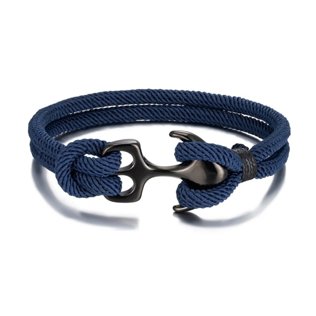 Anchor Bracelets Men Double strand Nautical Survival Rope Paracord Bracelet Women Black Stainless Steel Sport Buckle-Dollar Bargains Online Shopping Australia