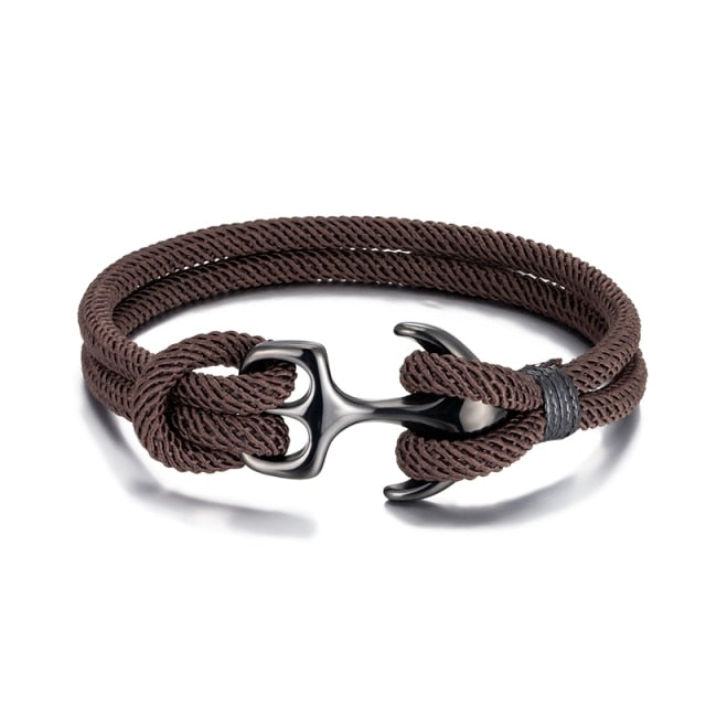 Anchor Bracelets Men Double strand Nautical Survival Rope Paracord Bracelet Women Black Stainless Steel Sport Buckle-Dollar Bargains Online Shopping Australia