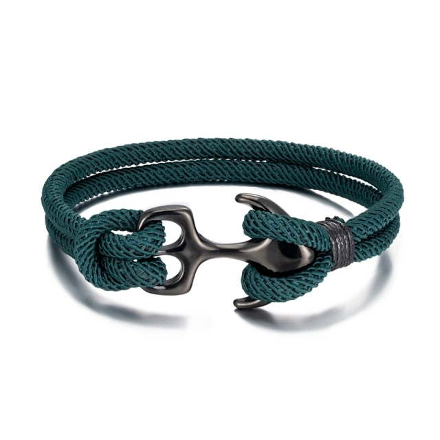 Anchor Bracelets Men Double strand Nautical Survival Rope Paracord Bracelet Women Black Stainless Steel Sport Buckle-Dollar Bargains Online Shopping Australia