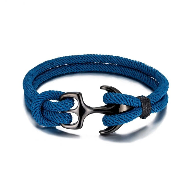 Anchor Bracelets Men Double strand Nautical Survival Rope Paracord Bracelet Women Black Stainless Steel Sport Buckle-Dollar Bargains Online Shopping Australia