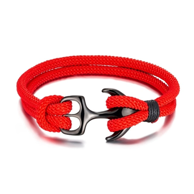 Anchor Bracelets Men Double strand Nautical Survival Rope Paracord Bracelet Women Black Stainless Steel Sport Buckle-Dollar Bargains Online Shopping Australia