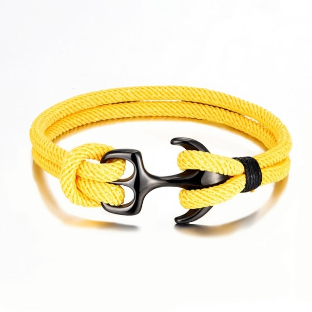 Anchor Bracelets Men Double strand Nautical Survival Rope Paracord Bracelet Women Black Stainless Steel Sport Buckle-Dollar Bargains Online Shopping Australia