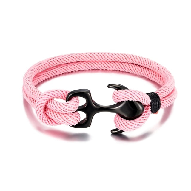 Anchor Bracelets Men Double strand Nautical Survival Rope Paracord Bracelet Women Black Stainless Steel Sport Buckle-Dollar Bargains Online Shopping Australia