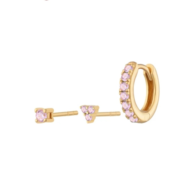 925 Sterling Silver Pink Zircon CZ Series Stud Earrings Crystal Sakura Flower Cross Bee Ear Stud Jewelry For Women Girls-Dollar Bargains Online Shopping Australia
