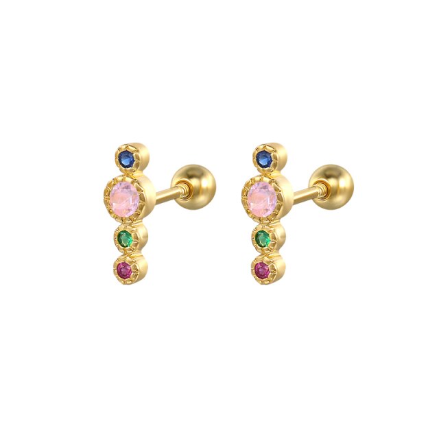 925 Sterling Silver Pink Zircon CZ Series Stud Earrings Crystal Sakura Flower Cross Bee Ear Stud Jewelry For Women Girls-Dollar Bargains Online Shopping Australia