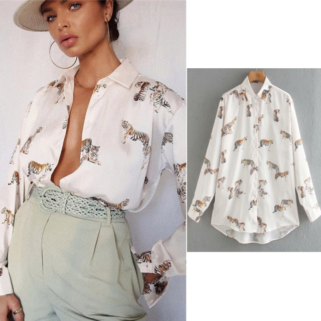 women satin blouse long sleeve zebra print shirts vintage office ladies tops femme chandails za 2020 fashion blusa de mujer ins-Dollar Bargains Online Shopping Australia