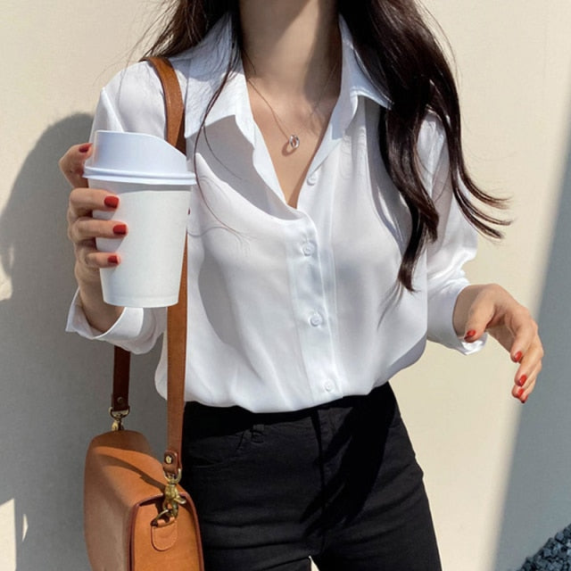 New Women's Shirt Classic Chiffon Blouse Female Plus Size Loose Long Sleeve Shirts Lady Simple Style Tops Clothes Blusas 6830 50-Dollar Bargains Online Shopping Australia