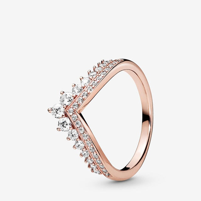 925 Sterling Silver Princess Tiara Crown Sparkling Love Heart CZ Rings for Women Engagement-Dollar Bargains Online Shopping Australia