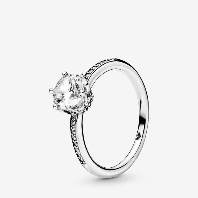Authentic 925 Sterling Silver Princess Tiara Crown Sparkling Love Heart ,CZ Rings for Women Engagement Jewelry Anniversary-Dollar Bargains Online Shopping Australia