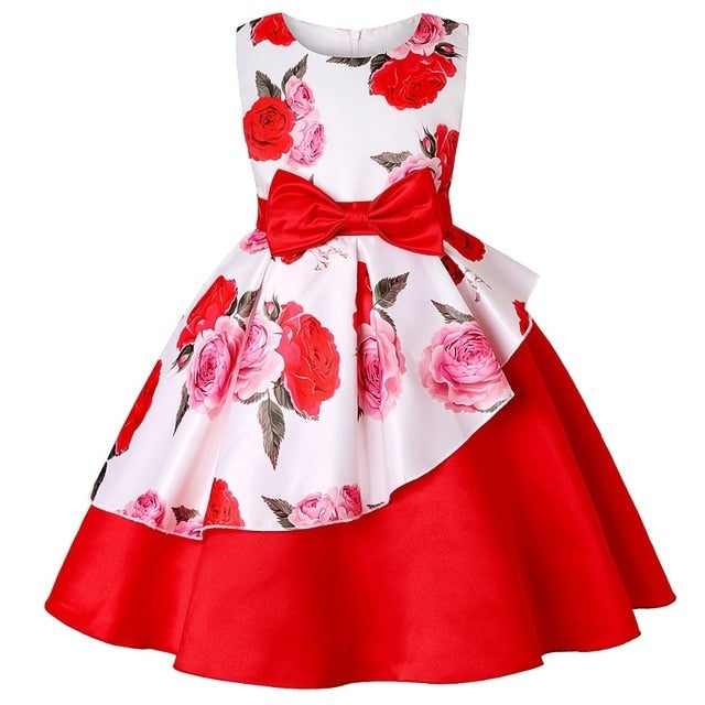 Summer Kids Flower Dresses for Girls Christmas Children Clothing Dress Princess Brithday Wedding Party Baby Girl Dress With Bow-Dollar Bargains Online Shopping Australia