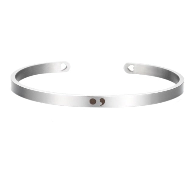 Stainless Steel Cuff Bracelet with Hollow Out Heart Custom Stamp Text Symbols Bangle Personalized-Dollar Bargains Online Shopping Australia