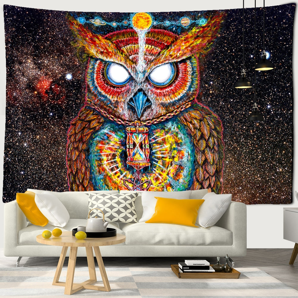 Colorful Psychedelic Owl Tapestry Wall Hanging Bohemian Hippie Art Science Fiction TAPIZ Witchcraft Room Home Decor-Dollar Bargains Online Shopping Australia