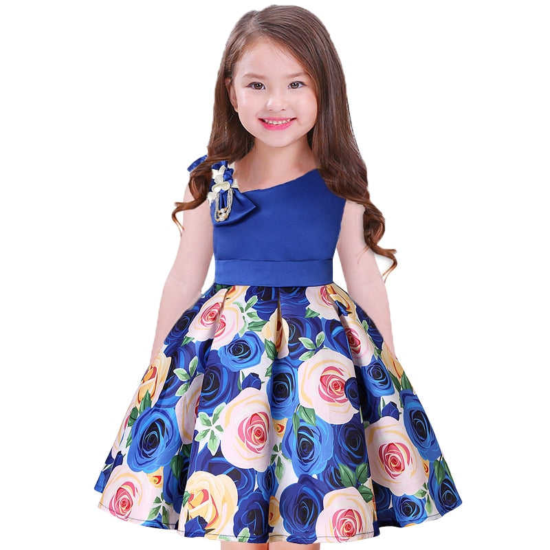 Summer Kids Flower Dresses for Girls Christmas Children Clothing Dress Princess Brithday Wedding Party Baby Girl Dress With Bow-Dollar Bargains Online Shopping Australia