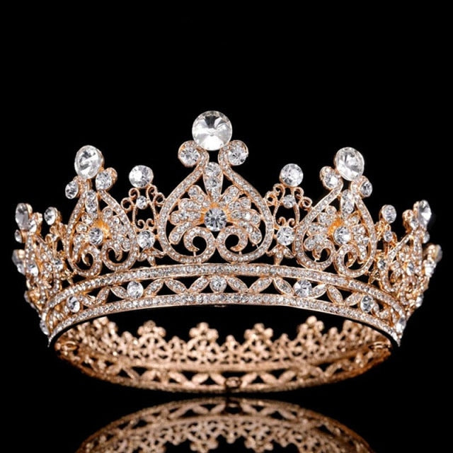 Wedding Crown Gold Silver Color Rhinestone Crystal Diadem Queen Crown Princess Tiaras Bridal Hair Jewelry Party Hair Accessories-Dollar Bargains Online Shopping Australia