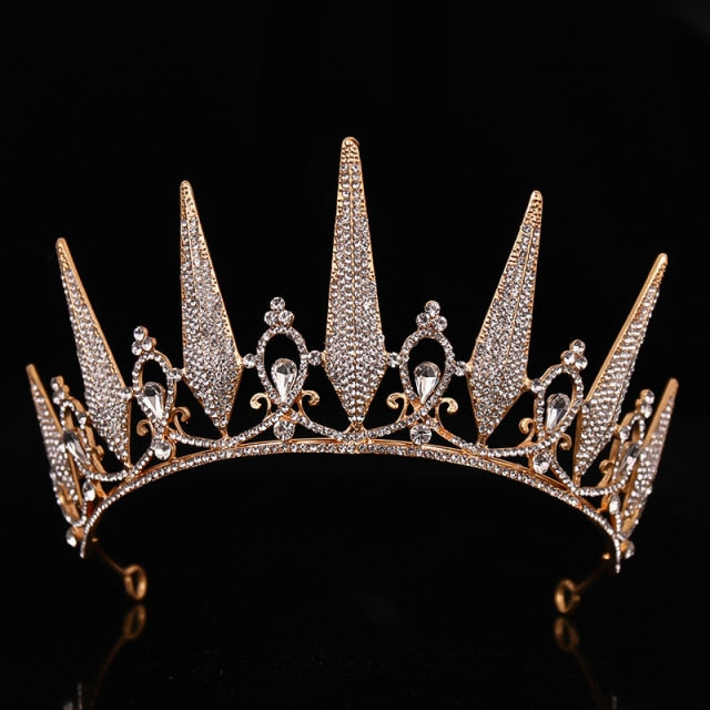 Wedding Crown Gold Silver Color Rhinestone Crystal Diadem Queen Crown Princess Tiaras Bridal Hair Jewelry Party Hair Accessories-Dollar Bargains Online Shopping Australia