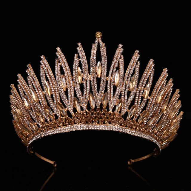 Wedding Crown Gold Silver Color Rhinestone Crystal Diadem Queen Crown Princess Tiaras Bridal Hair Jewelry Party Hair Accessories-Dollar Bargains Online Shopping Australia